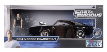 253205000 1970 Dodge Charger Fast and Furious black & Dom figure 1:24